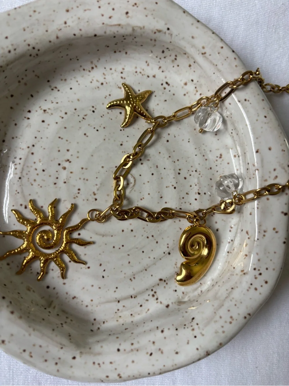 Gold Sun & Shell Charm Necklace - Women Jewelry